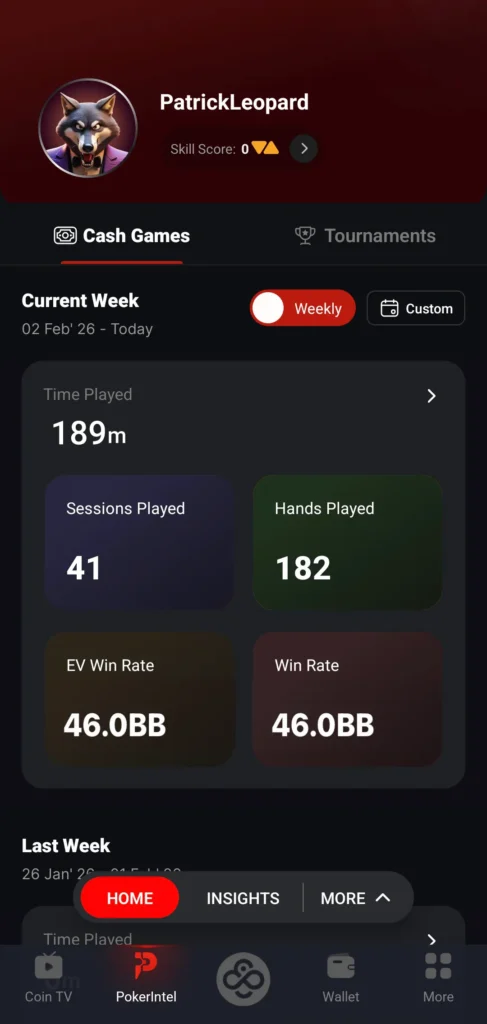 CoinPoker PokerIntel 移动端界面